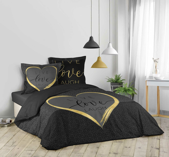 Parure Housse Couette 260x240cm Live Love Lauch