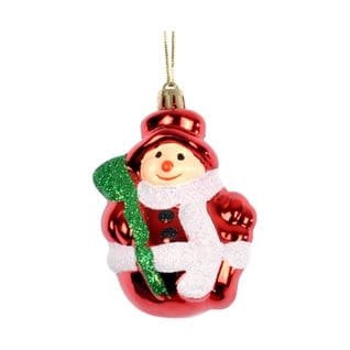 1 Boule De Noel Bonhomme De Neige Rouge