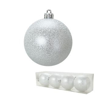 Set De 4 Boules Argent 8 Cm