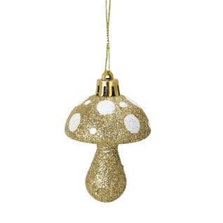 Set De 4 Suspensions Champignon De Noel Or