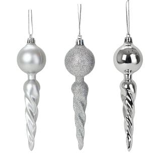 Set De 3 Suspensions Torsadees De Noel Argent