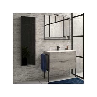 Ensemble Sdb 104 Cm Gris + Vasque + Miroir + Colonne - Altdorf