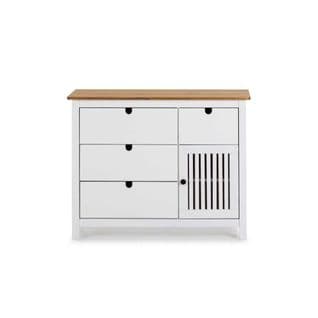 Commode 1 Porte 4 Tiroirs Bois/blanc - Branu