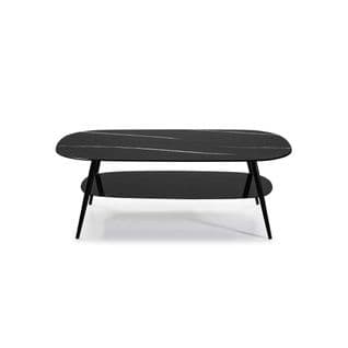 Table Basse Marbre Noir Verre/métal - Nilani
