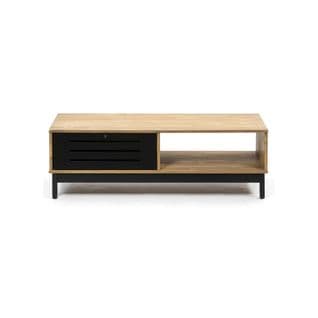 Table Basse 2 Tiroirs 1 Niche Pin/noir - Siael