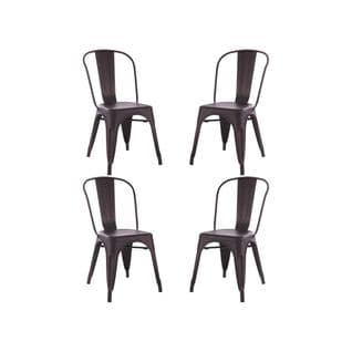 Quatuor De Chaises Métal Noir Vieilli - Vassia