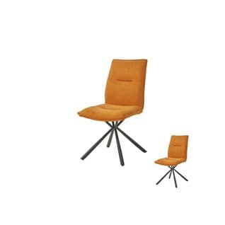 Duo De Chaises Tissu Orange/métal - Alix