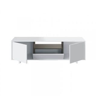 Meuble TV 3 Portes Blanc/gris - Ziara - L 150 X L 41 X H 46 Cm