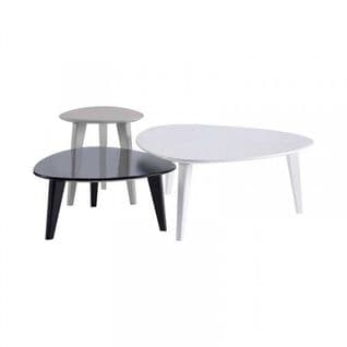 Trio De Tables Basses Blanc/noir/gris - Lille - L 80 X L 80 X H 35 Cm