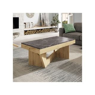 Table Basse Relevable Chêne Blond/marbre Gris - Poplo