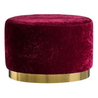 Pouf Velours Rouge Et Métal Doré - Clay N°3