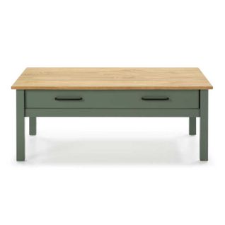 Table Basse Rectangulaire 1 Tiroir Bois/vert - Daranmi