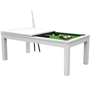 Table De Billard Eddie Convertible Blanche Tapis Vert