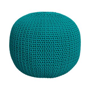 Pouf Tricot Bleu Elisa D40 Cm