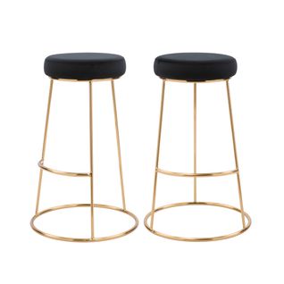 Tabouret De Bar Kendal En Velours Noir 73 Cm (lot De 2)