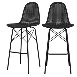 Chaise De Bar Tiptur En Résine Tressée Noire 76 Cm (lot De 2)