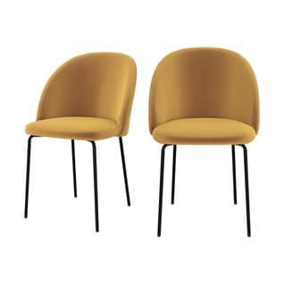 Chaise Karl En Velours Jaune Moutarde (lot De 2)