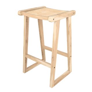 Tabouret De Bar Haida En Teck Et Rotin Naturel 66 Cm