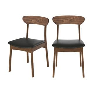 Chaise Lana En Cuir Synthétique Noir Et Bois Foncé (lot De 2)