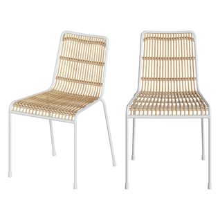 Chaise Jouve En Rotin Et Métal Blanc (lot De 2)