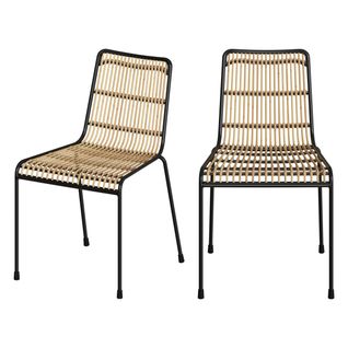 Chaise Jouve En Rotin Et Métal Noir (lot De 2)