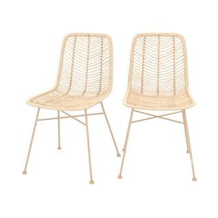 Chaise Tamara En Rotin Naturel Pieds Beiges (lot De 2)