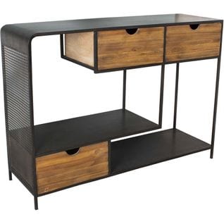 Console Industrielle En Fer Et Bois 3 Tiroirs