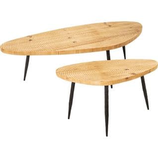 Set 2 Tables Gigognes En Fer Et Bois Sun