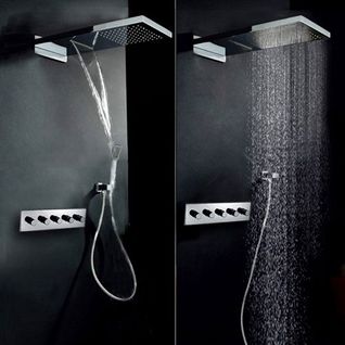 Ensemble De Douche Thermostatique Avec Mélangeur Et Pomme De Douche Avec Pluie En Cascade