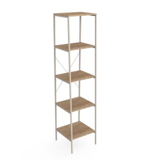 Étagère En Métal Avec Aspect Chêne Et 5 Étagères Beige 192x45x45cm