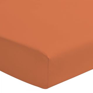 Drap Housse Percale De Coton - Bonnet 30cm - Orange - 140x190 Cm