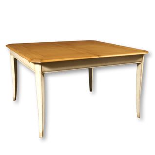 Table Carrée 120 Cm, 1 Rallonge Intégrée, Merisier Massif