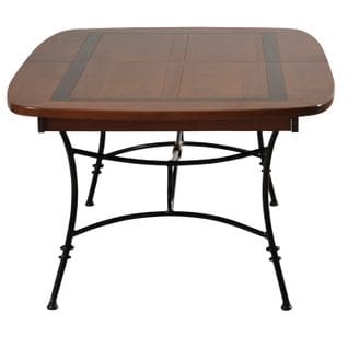 Table Ovalisée 160 Cm, 2 Rallonges Intégrées, Plateau Merisier Et Pieds Fer Forgé