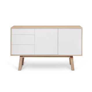 Buffet En Frêne 2 Portes 3 Tiroirs 140 Cm, Hauteur 94 Cm