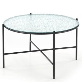 Table Basse Avec Plateau Rond En Verre De 70 Cm Et Structure En Métal Noir Ancolie-l