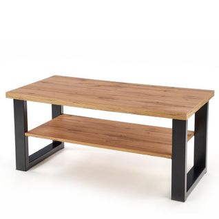 Table Basse De Style Industriel 120x60 Cm Avec Plateau Et Étagère Aspect Chêne Wotan Aries