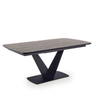 Table à Manger Design 180-230x95cm Avec Pied Central En Métal Noir Epona