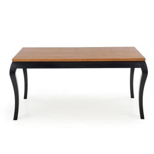 Table Baroque Noir Et Bois Extensible 160-200cm Louis