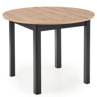 Table à Manger Ronde Industrielle Extensible Avec Plateau Aspect Chêne Et Pieds Noir Carene