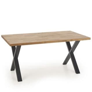 Table Industrielle 160-250x90cm En Chêne Et Métal Vinus - Sans Rallonge