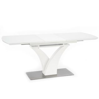 Table Rectangulaire Extensible Blanc Mat Avec Pied Central Design Sparte