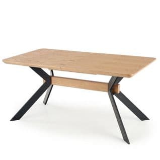 Table à Manger Extensible 160-220cm Aspect Chêne Et Métal Noir Ogma