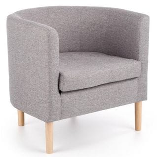 Fauteuil Cabriolet En Tissu Gris Avec Pieds En Bois Massif Soho