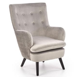 Fauteuil En Velours Gris Avec Dossier Haut Capitonné Coventry