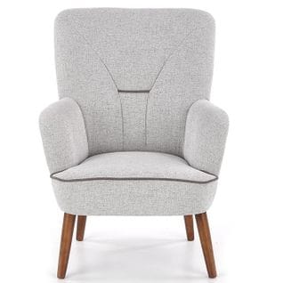 Fauteuil Design Confort Bois Et Tissu Gris Achille