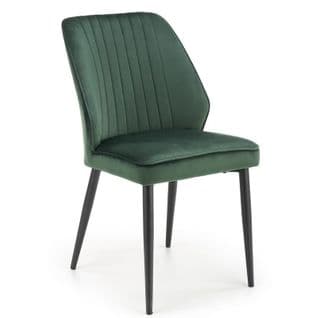 Chaise De Salle à Manger En Velours Vert Avec Pieds En Métal Noir Galatee