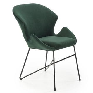 Chaise Design En Velours Vert Et Structure En Métal Noir Aya