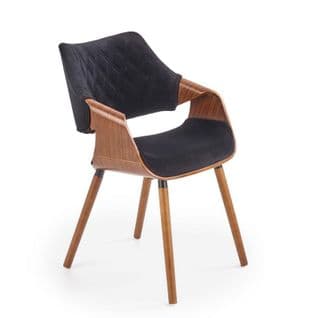 Chaise Design Retro Noir Et Bois Melo