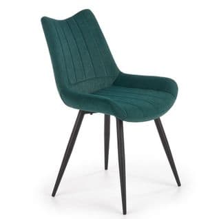 Chaise Contemporaine En Velours Vert Avec Pieds Design En Acier Noir Omega