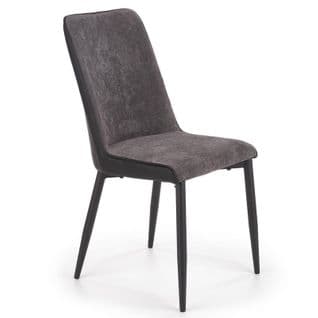 Chaise En Tissu Et Éco-cuir Gris Foncé Avec Pieds En Métal Noir Zoom